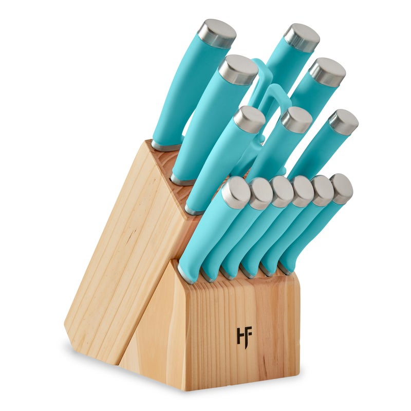 Hampton Forge Epicure True Aqua Knife Block Set, 15 Piece - Image 1